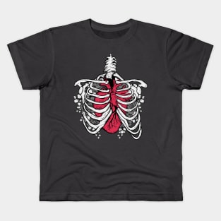 Big red heart skeleton Kids T-Shirt